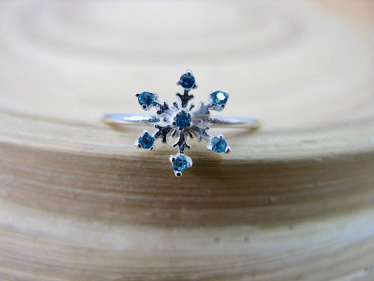 Snowflake Crystal Ring in 925 Sterling Silver