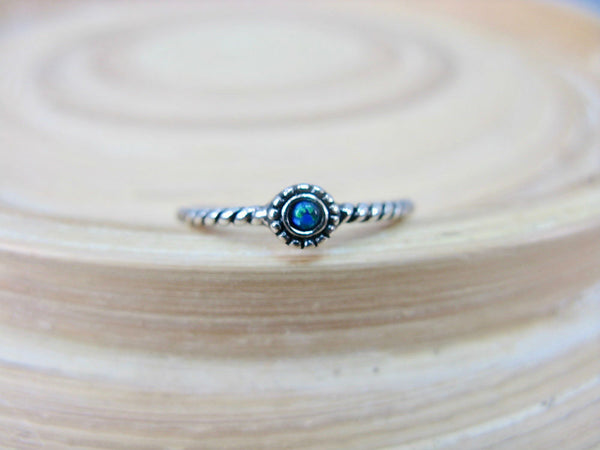 Twisted Oxidized Opal Ring in 925 Sterling Silver