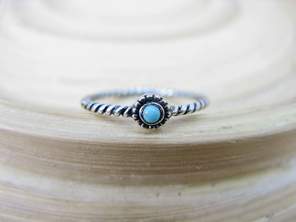 Twisted Oxidized Blue Shell Ring in 925 Sterling Silver