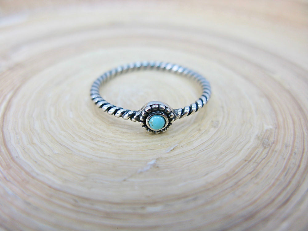 Twisted Oxidized Blue Shell Ring in 925 Sterling Silver