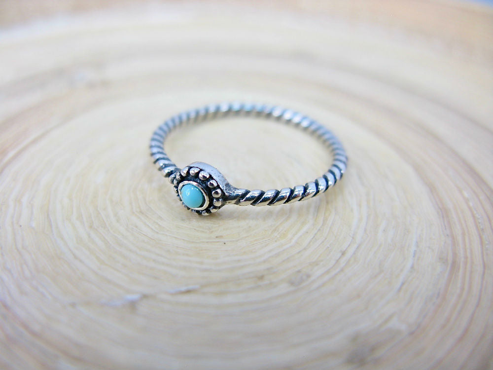 Twisted Oxidized Blue Shell Ring in 925 Sterling Silver