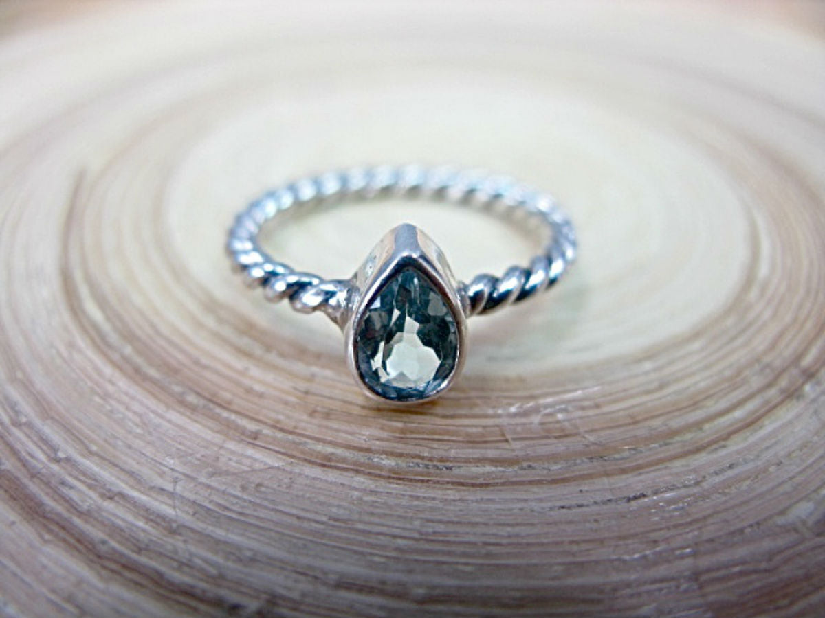 Pear Shaped Blue Topaz 925 Sterling Silver Ring