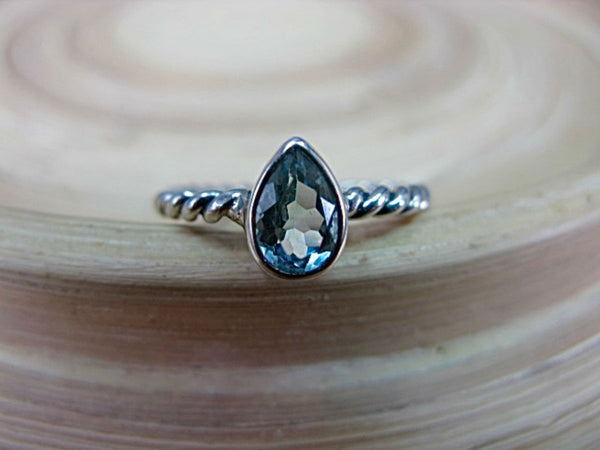 Pear Shaped Blue Topaz 925 Sterling Silver Ring