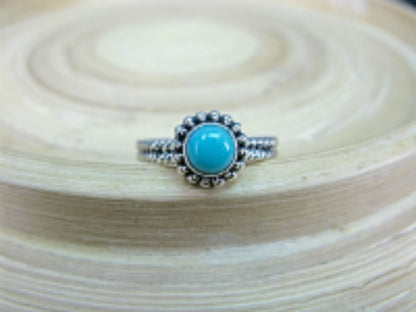 Round Turquoise 925 Sterling Silver Ring