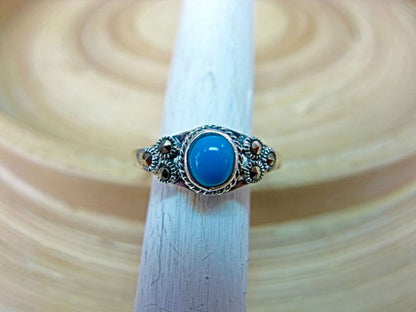 Turquoise Marcasite 925 Sterling Silver Ring