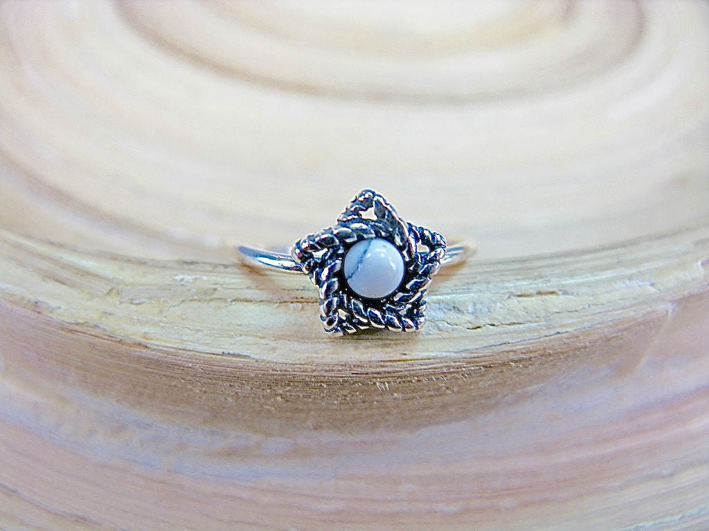 Star Howlite Oxidized Pinky Ring 925 Sterling Silver