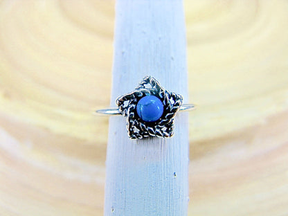 Star Turquoise Oxidized Pinky Ring 925 Sterling Silver