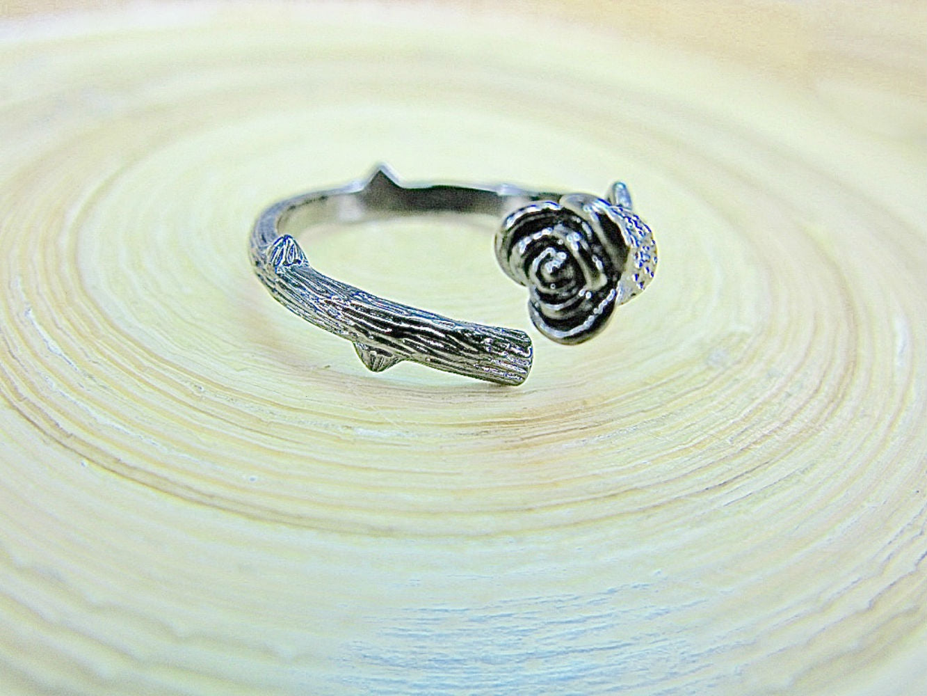 Rose Flower Oxidized 925 Sterling Silver Ring