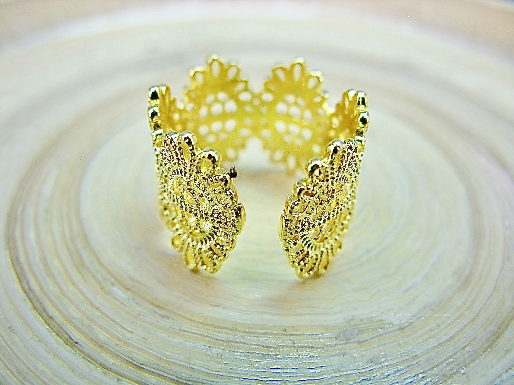 Crown Filigree Eternity Gold Plated 925 Sterling Silver Ring