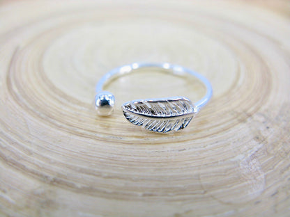 Leaf and Ball 925 Sterling Silver Ring