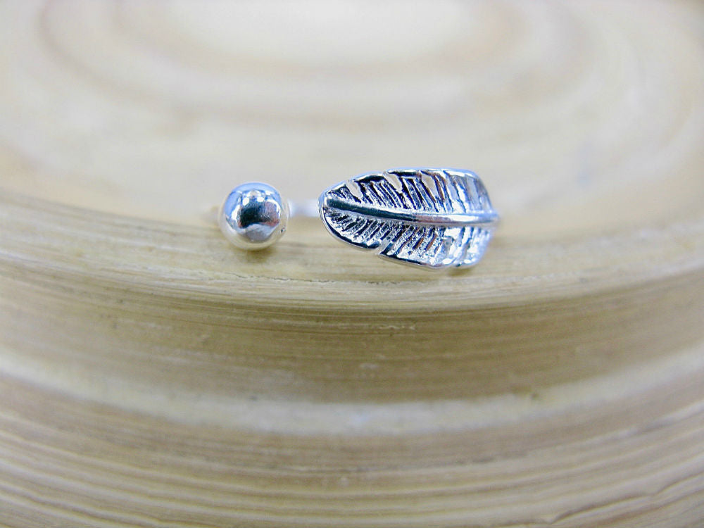 Leaf and Ball 925 Sterling Silver Ring