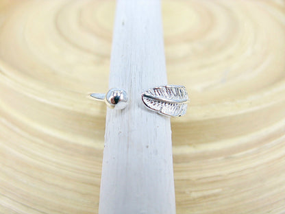 Leaf and Ball 925 Sterling Silver Ring