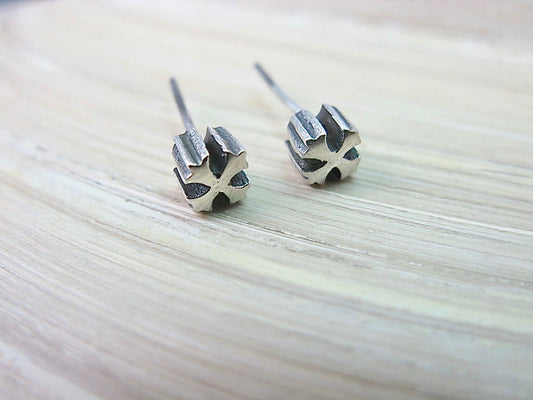 Cross Oxidized 925 Sterling Silver Stud Earrings