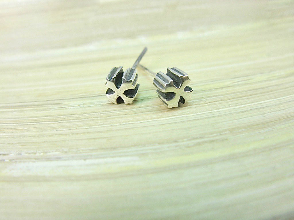 Cross Oxidized 925 Sterling Silver Stud Earrings
