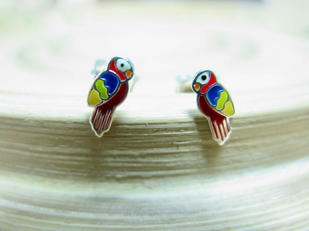 Parrot 925 Sterling Silver Stud Earrings