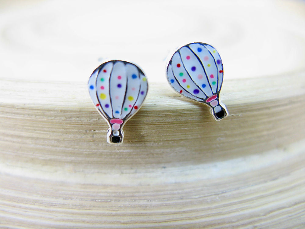 Hot Air Balloon 925 Sterling Silver Stud Earrings