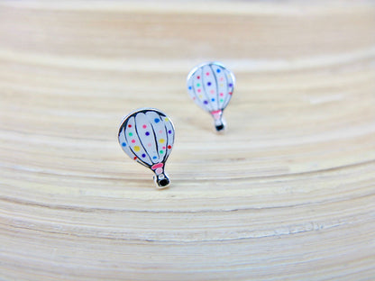 Hot Air Balloon 925 Sterling Silver Stud Earrings