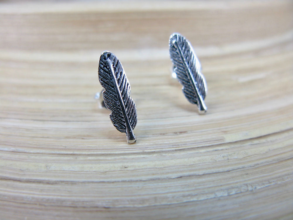 Feather 925 Sterling Silver Stud Earrings