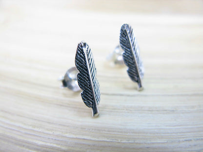 Feather 925 Sterling Silver Stud Earrings