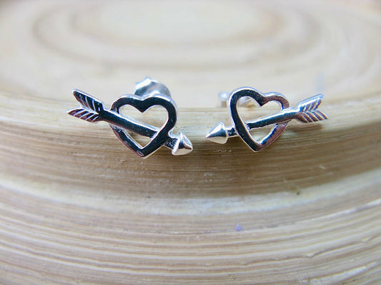 Heart Arrow 925 Sterling Silver Stud Earrings