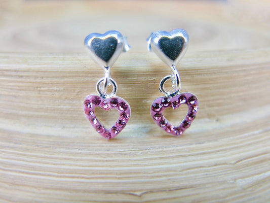 Heart Crystal Earrings 925 Sterling Silver