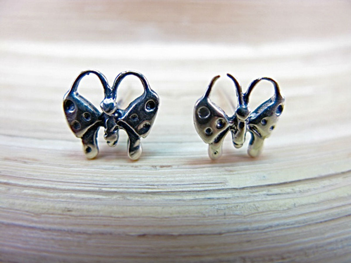 Butterfly Tribal Crafted 925 Sterling Silver Stud Earrings