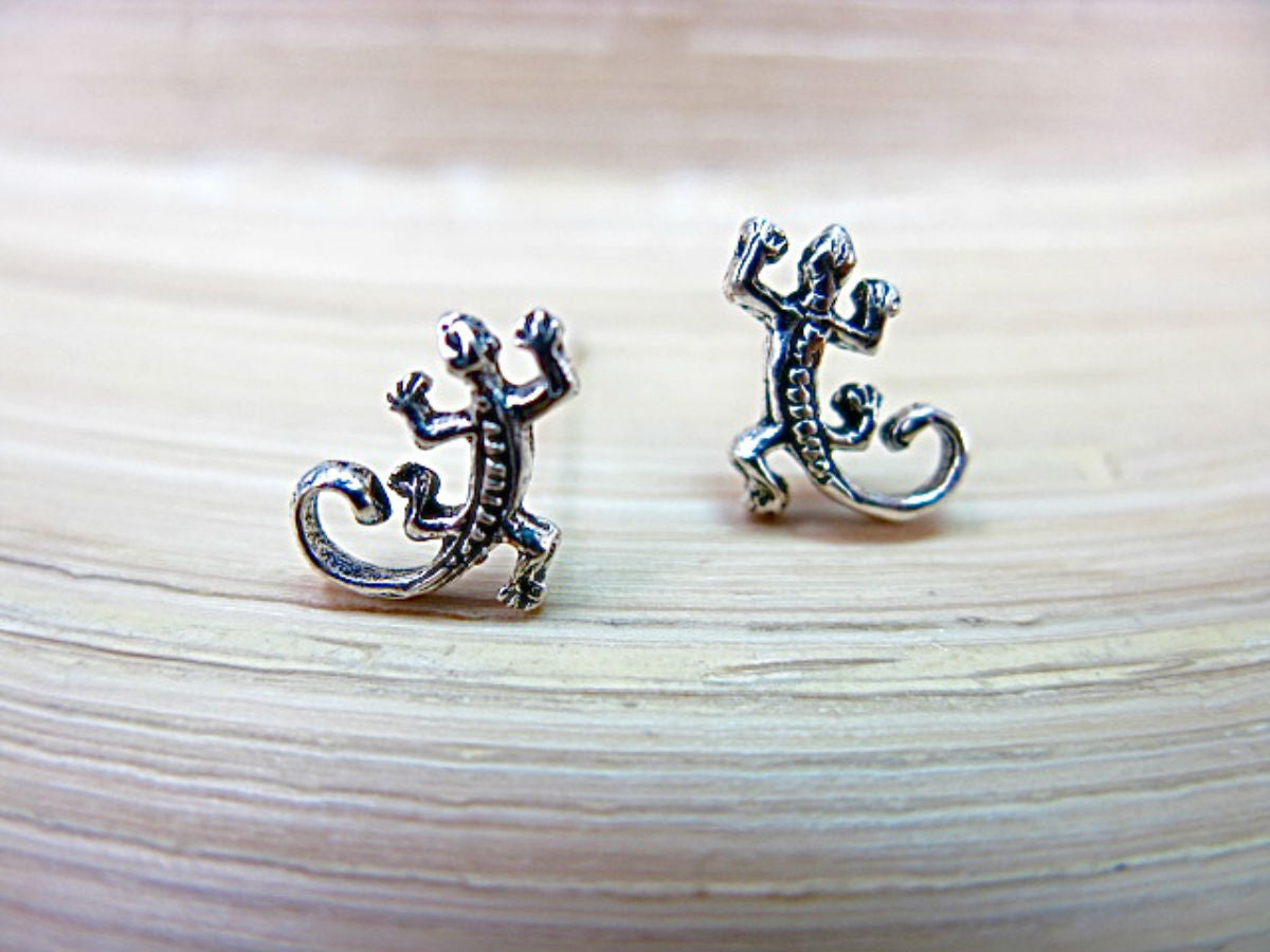 Gecko Stud Earrings 925 Sterling Silver