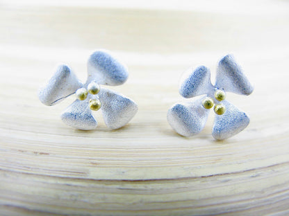 Flower Two Tone Gold Plated 925 Sterling Silver Stud Earrings