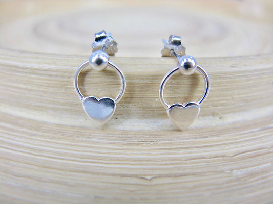 Heart Stud Earrings in 925 Sterling Silver