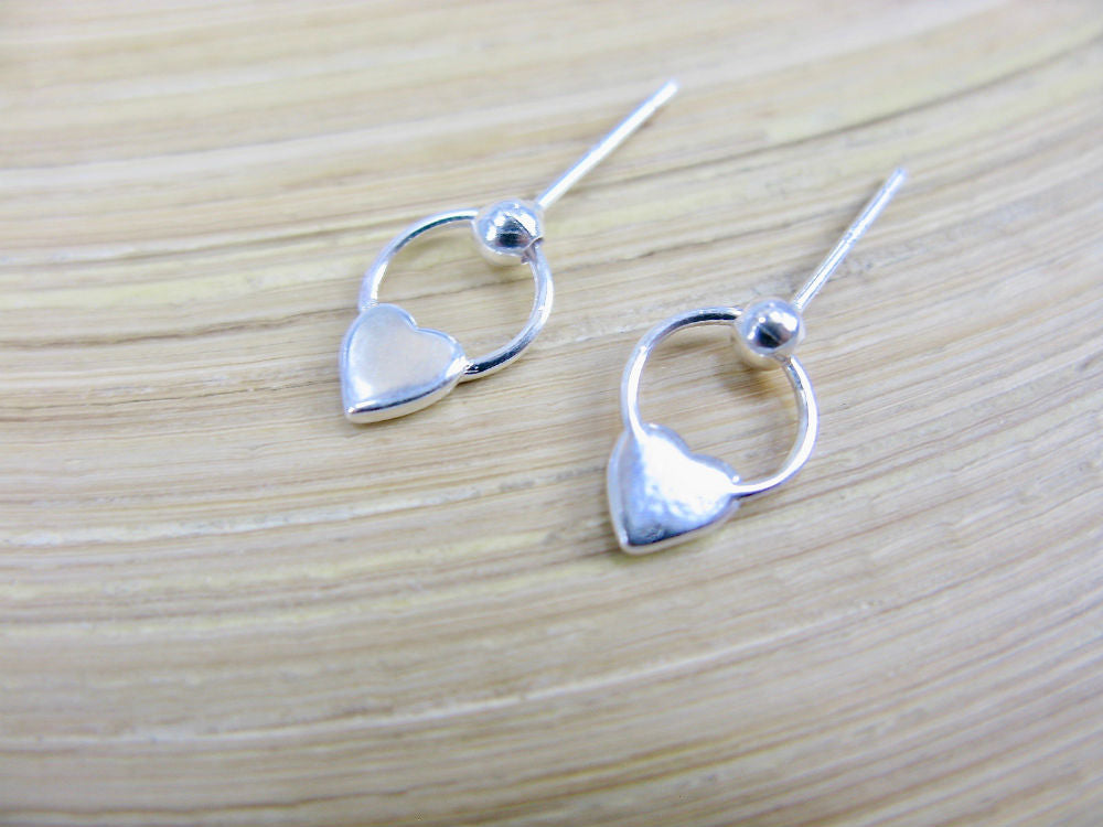 Heart Stud Earrings in 925 Sterling Silver