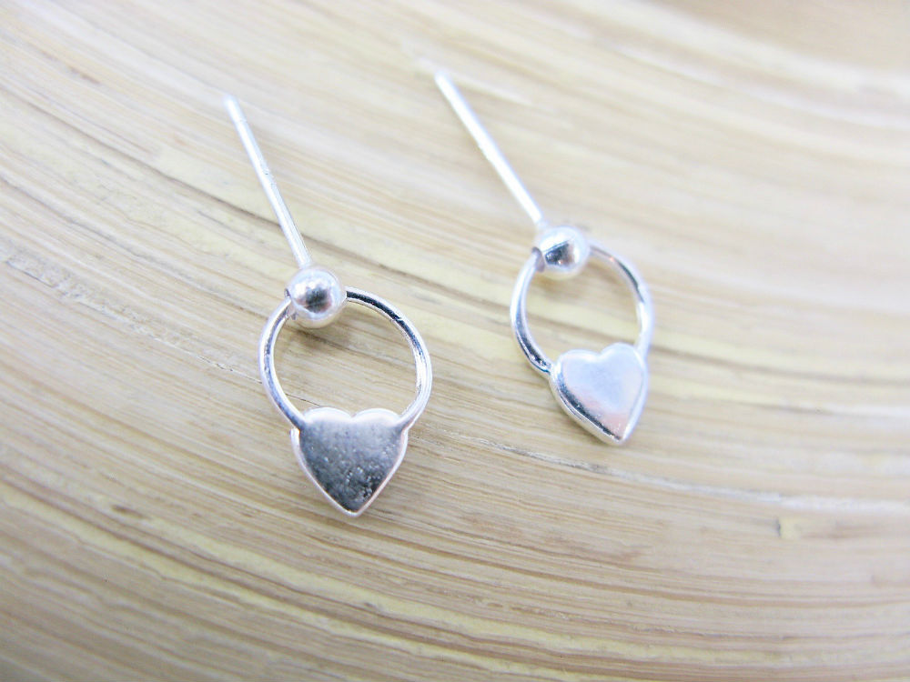 Heart Stud Earrings in 925 Sterling Silver