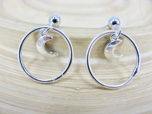 Moon Stud Earrings in 925 Sterling Silver