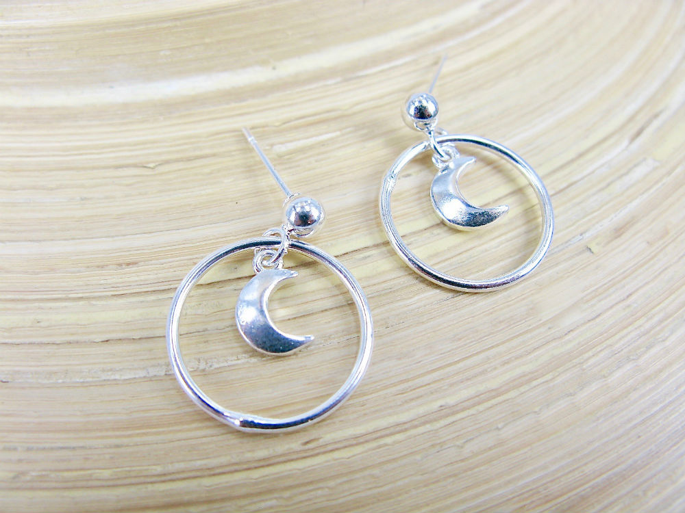 Moon Stud Earrings in 925 Sterling Silver