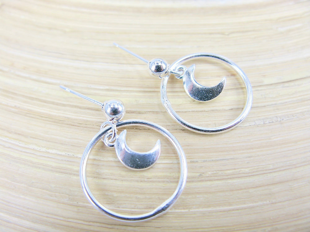 Moon Stud Earrings in 925 Sterling Silver