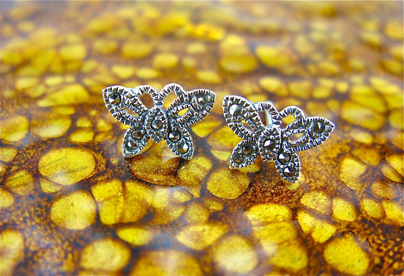 Butterfly Marcasite 925 Sterling Silver Stud Earrings Stud Faith Owl - Faith Owl