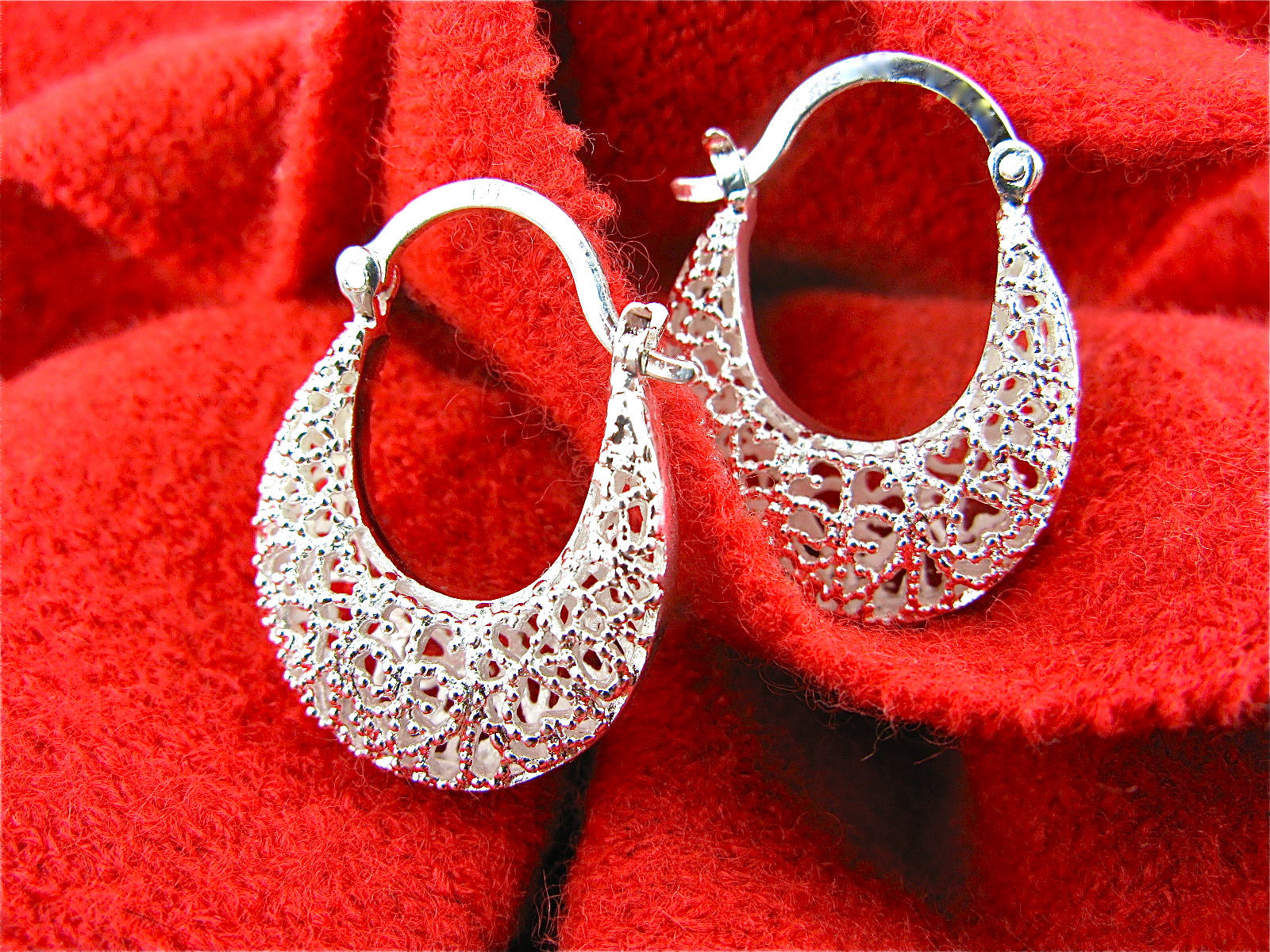 Filigree Lace Hoop Silver Earrings Earrings - Faith Owl