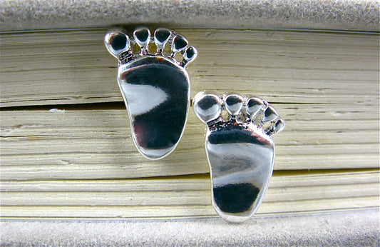 Foot Print Silver Earrings Stud Stud - Faith Owl