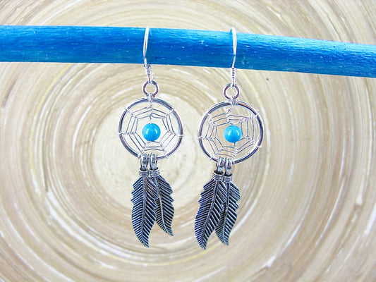 Turquoise Boho 925 Sterling Silver Earrings