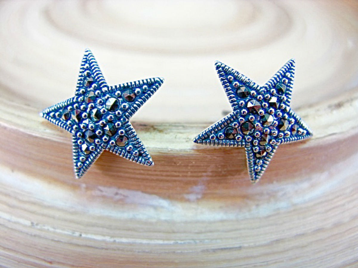 Star Marcasite 925 Sterling Silver Stud Earrings