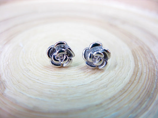 Peony Flower 925 Sterling Silver Stud Earrings
