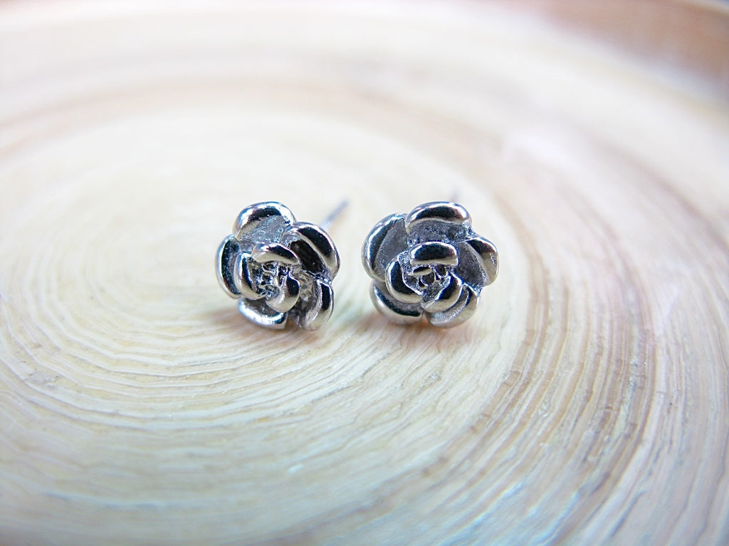 Peony Flower 925 Sterling Silver Stud Earrings