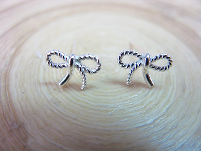 Ribbon Bow 925 Sterling Silver Stud Earrings
