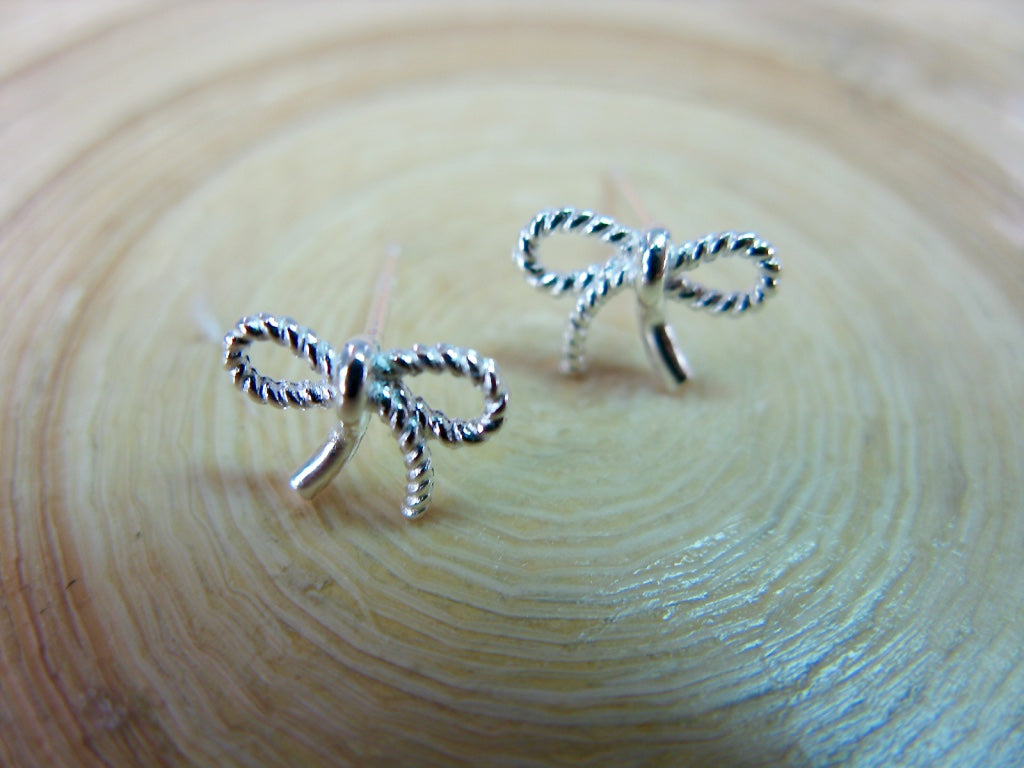 Ribbon Bow 925 Sterling Silver Stud Earrings