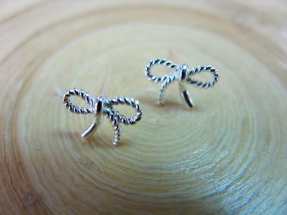 Ribbon Bow 925 Sterling Silver Stud Earrings