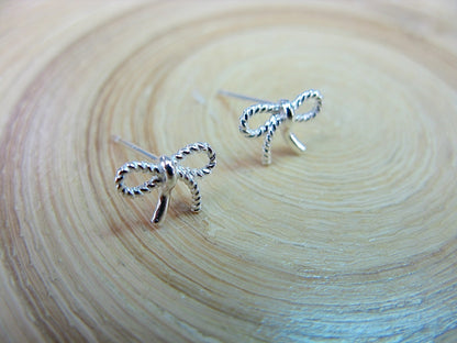 Ribbon Bow 925 Sterling Silver Stud Earrings