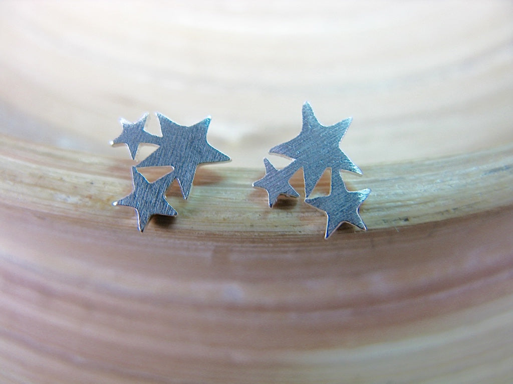 3 Stars 925 Sterling Silver Stud Earrings