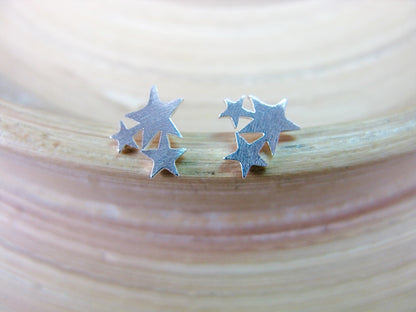 3 Stars 925 Sterling Silver Stud Earrings