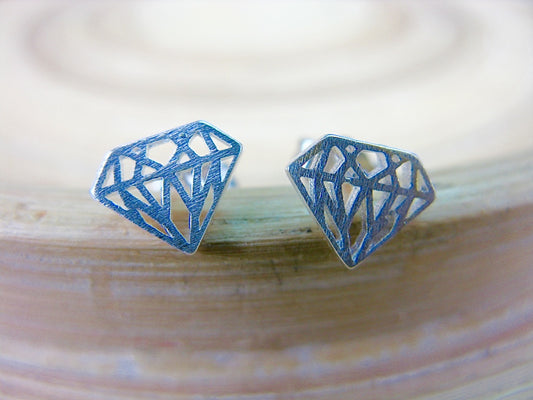 Diamond Filigree Shaped 925 Sterling Silver Stud Earrings