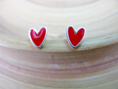 Red Heart 925 Sterling Silver Stud Earrings