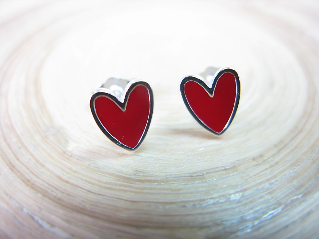 Red Heart 925 Sterling Silver Stud Earrings